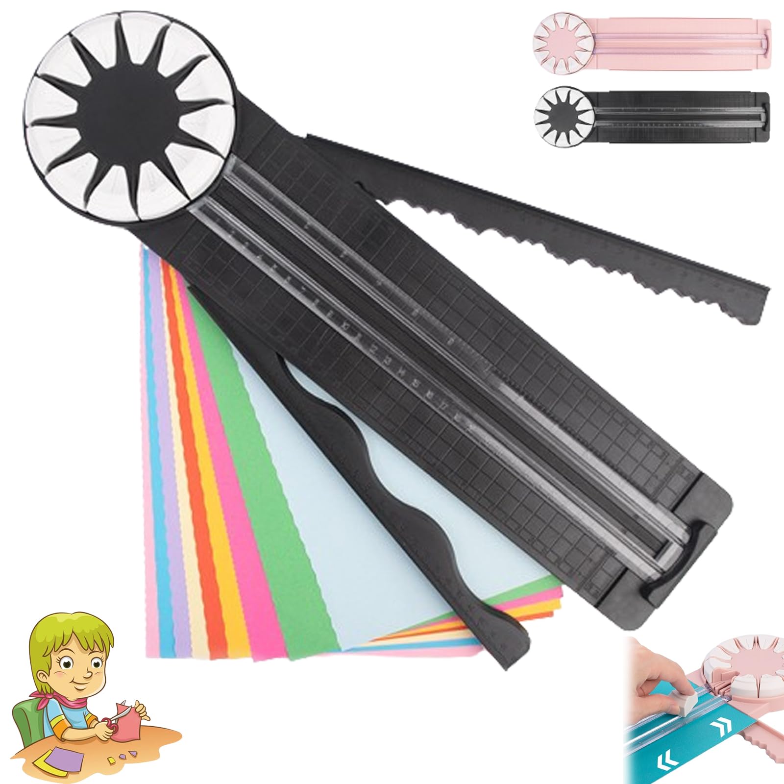 Ficugxd 12 in 1 paper cutter,paper craft edge cutter,multifunctional 12 in 1 paper cutter,12 in 1 paper cutter 12 cutting types,edge cutter paper crafts,paper crafting edge trimmer,craft paper cutter