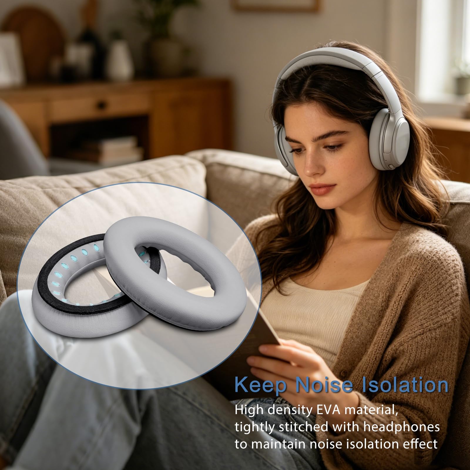 GEVO Kit di ricambio per cuffie e archetto per Bose QC35/QC35 ii, argento