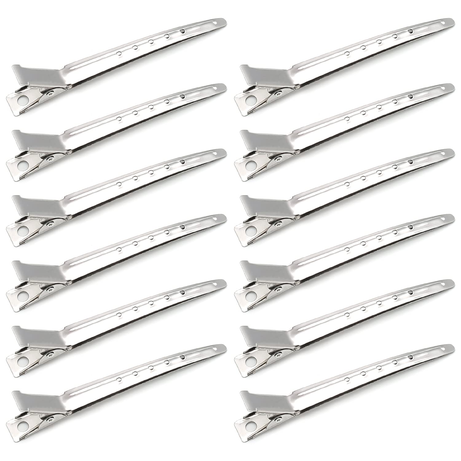Limko 30 Packs Stainless Hair Clips Duck Bill Clips, Rustproof Metal Curl Clips with Holes for Hair Styling (Siver (12 Pack))
