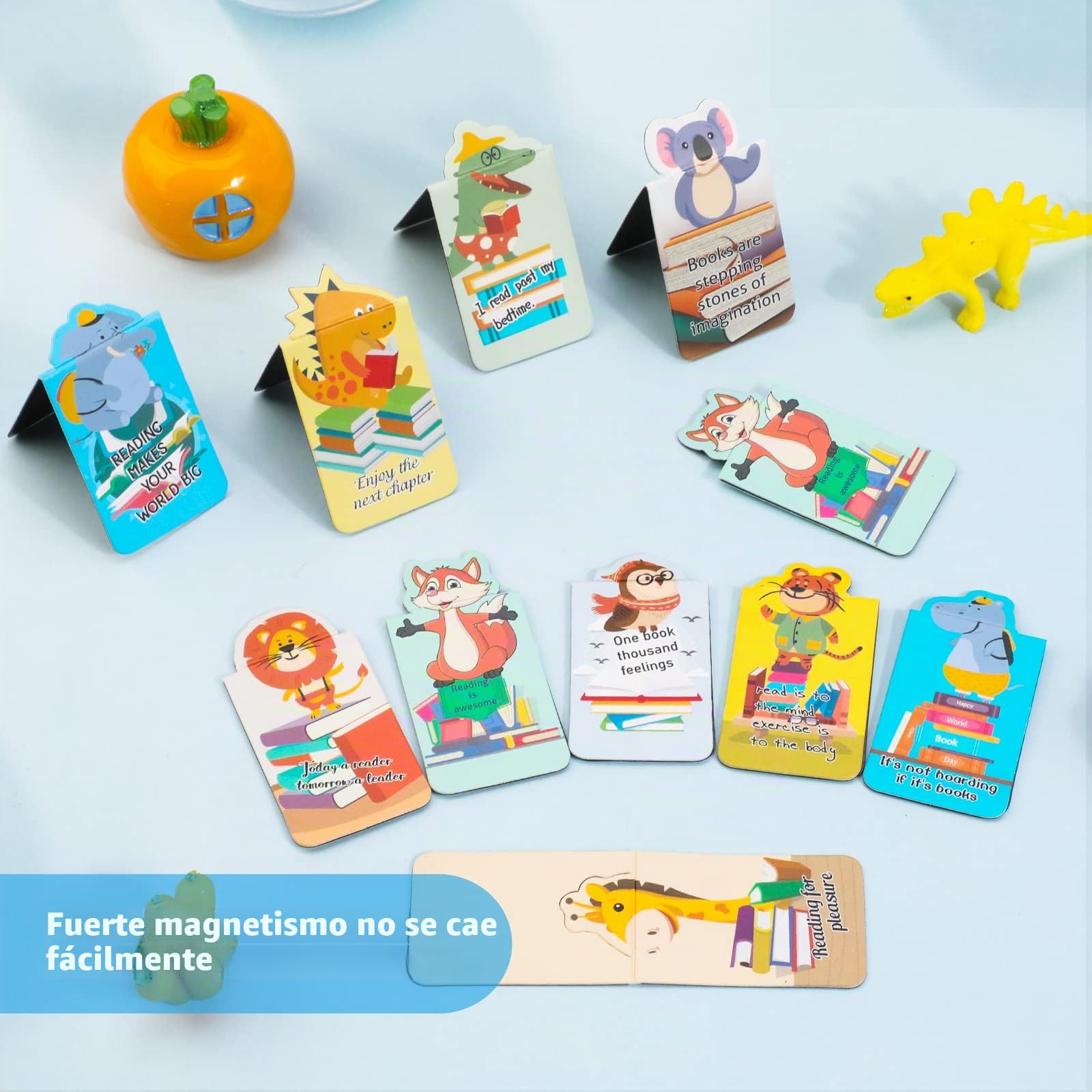MWOOT marcadores magnéticos animales 24 piezas kit imán para niños escuela oficina lectura 5,5 x 3 cm