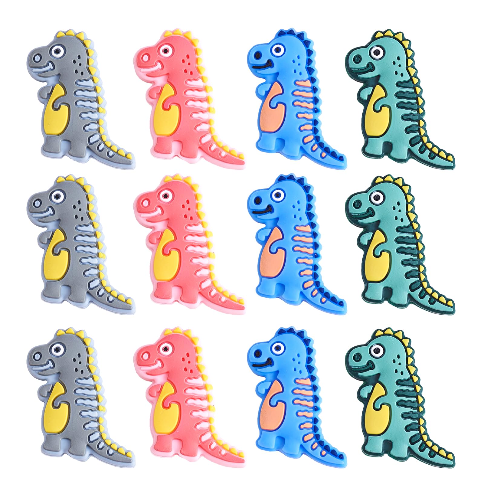 WEWAYSMILE 12pcs Silicone Round Beads Making Kit, Round Silicone Beads, Dinosaur