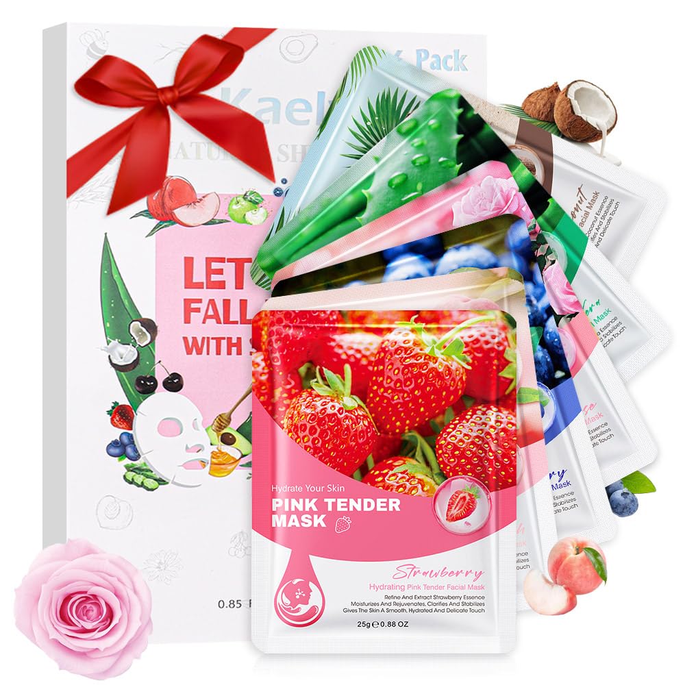 Kaely 6 Pack Variety Face Masks for Kids, Kids Face Mask Spa Day Kit Supplies, Spa Party Favors for Teens Girls Night, Sheet Facial Mask Skincare