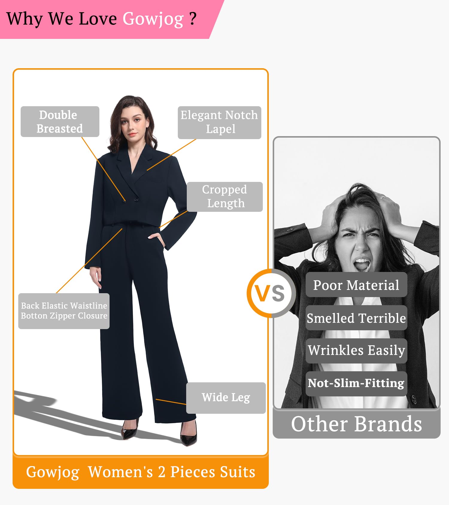 Tuta per pantaloni da donna, set da lavoro, slim fit, elegante, blazer con gamba larga