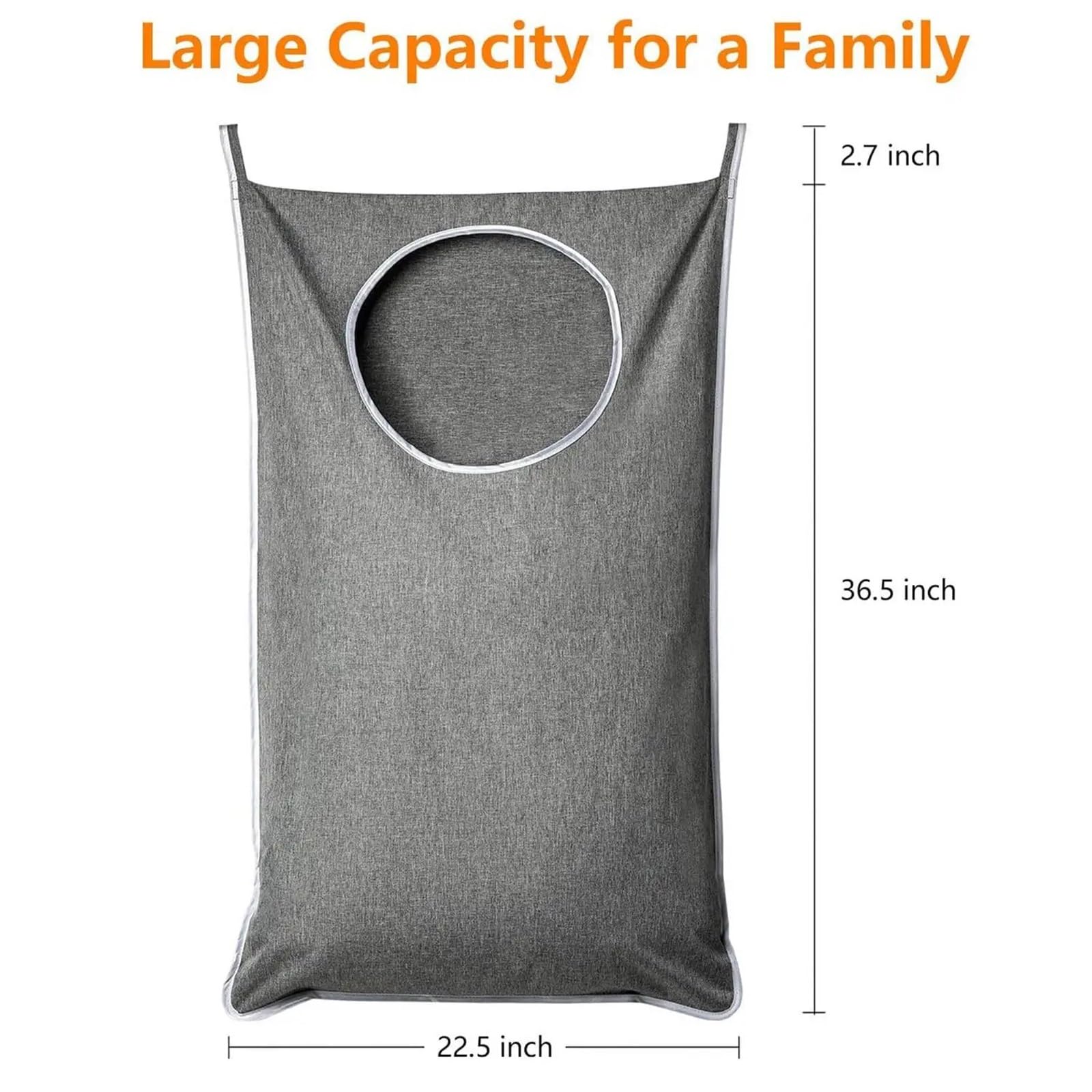 Sacco Per Bucato Sospeso Cesto for la biancheria montato a parete | Borsa portaoggetti sul retro for appendere il cesto dei vestiti sporchi(Grey)