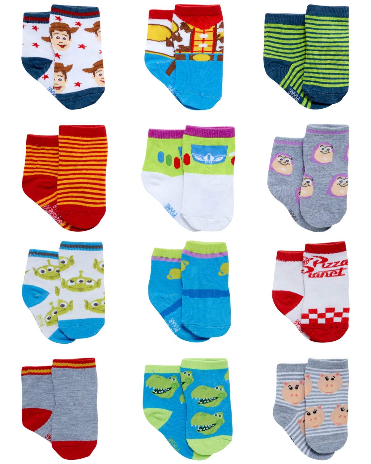 DisneyBaby Boys Socks - 12 Pack Soft Newborn Baby Socks Character Prints - Cute Newborn and Infant Socks (0-24M)