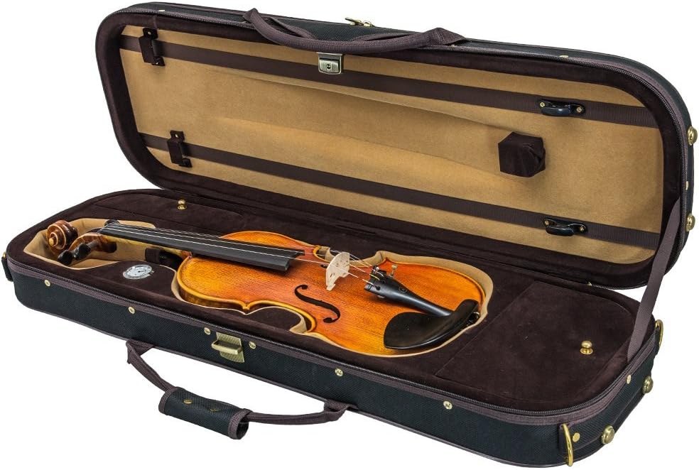 SKY 4/4 Full Size Violin Oblong Case Lightweight with Hygrometer Black/Brown Khaki