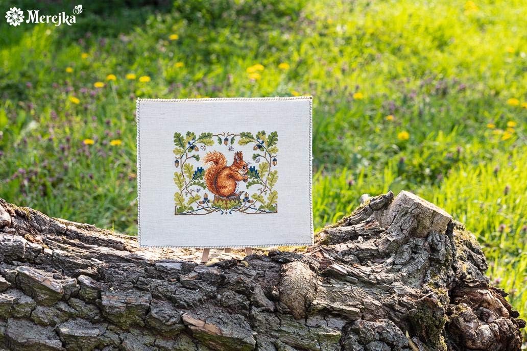 Squirrel Merejka Rustico Lucan Evenweave Counted Cross Stitch Kit