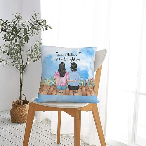 Miniatura 7 de Amabery Fundas de almohada con estampado personalizado, funda de almohada personalizada para madre e hija, regalo para niños, mamá, mamá, esposa,