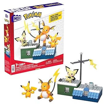 MEGA Pokemon Action Figure Building Toys for Kids Pikachu Evolution Set 160 Pieces