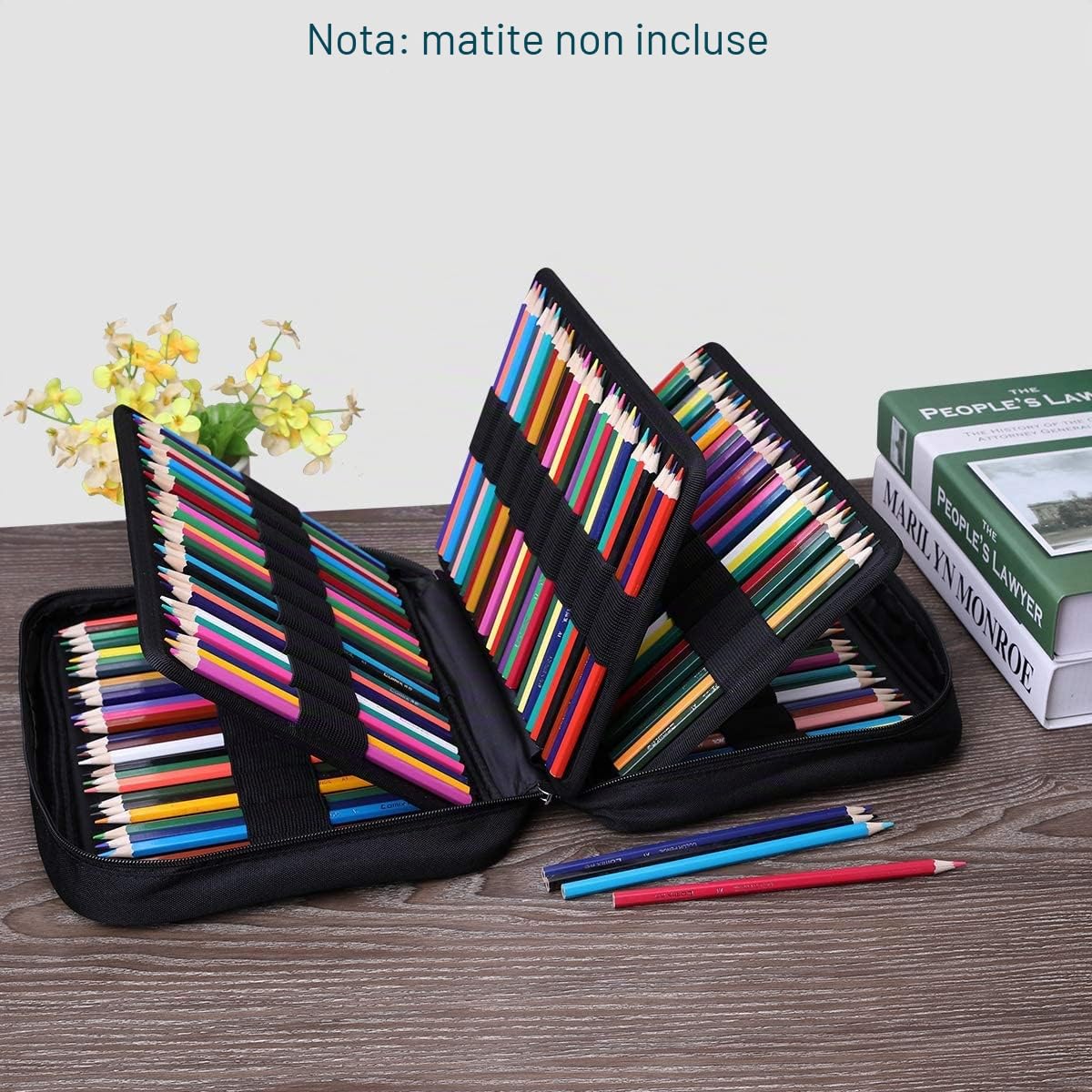 JAKAGO Astuccio per 220 matite colorate,grande capacità,multistrato,impermeabile,per pastelli acquerellabili,pennarelli e penne gel,ottimo regalo per studenti di arte (Nero)
