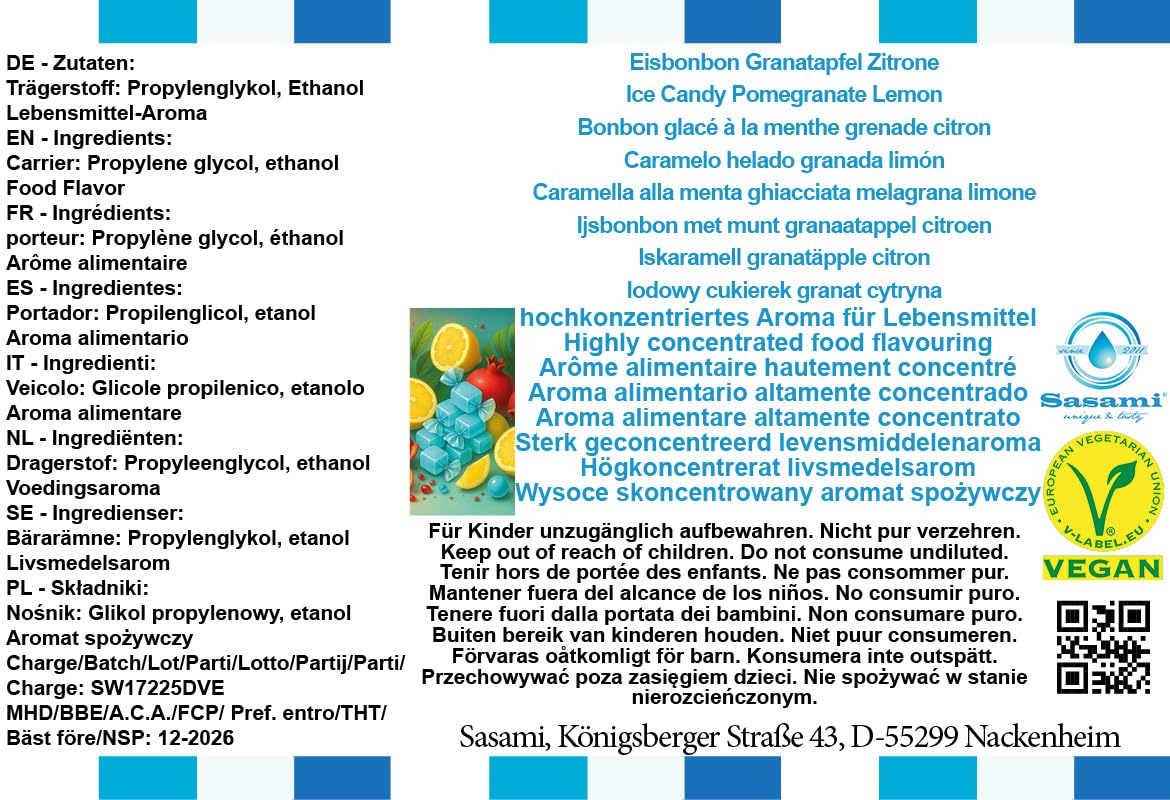 lodowy cukierek granat cytryna aromat koncentrat – Wegański – Sasami – 100ml