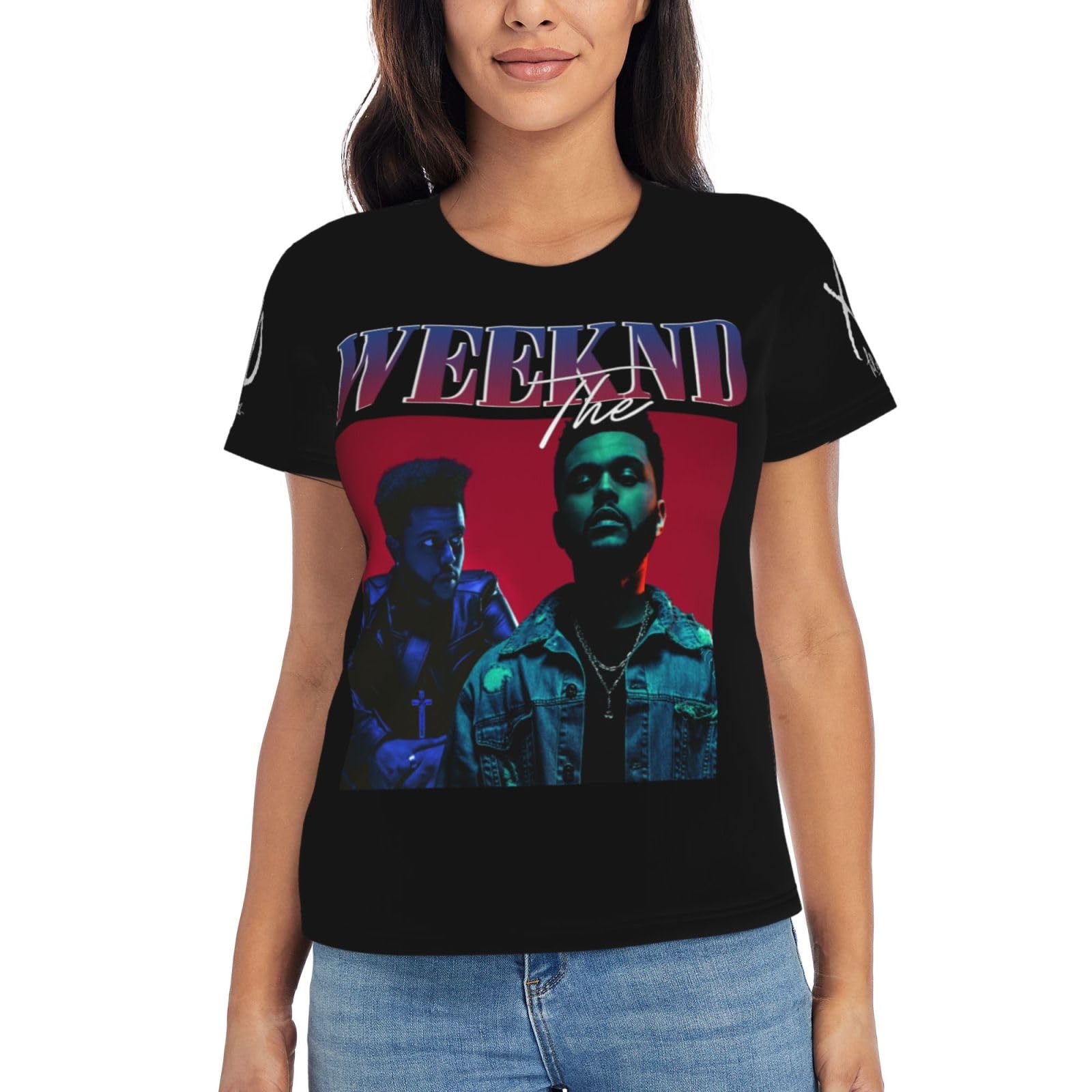 Wee%KND Singer T-Shirt, T-Shirt, Rapper, Damen, Rundhalsausschnitt, bedrucktes Damen-Pullover-Shirt, kurzärmlig, Baumwolle, Hip-Hop-Trend-T-Shirt