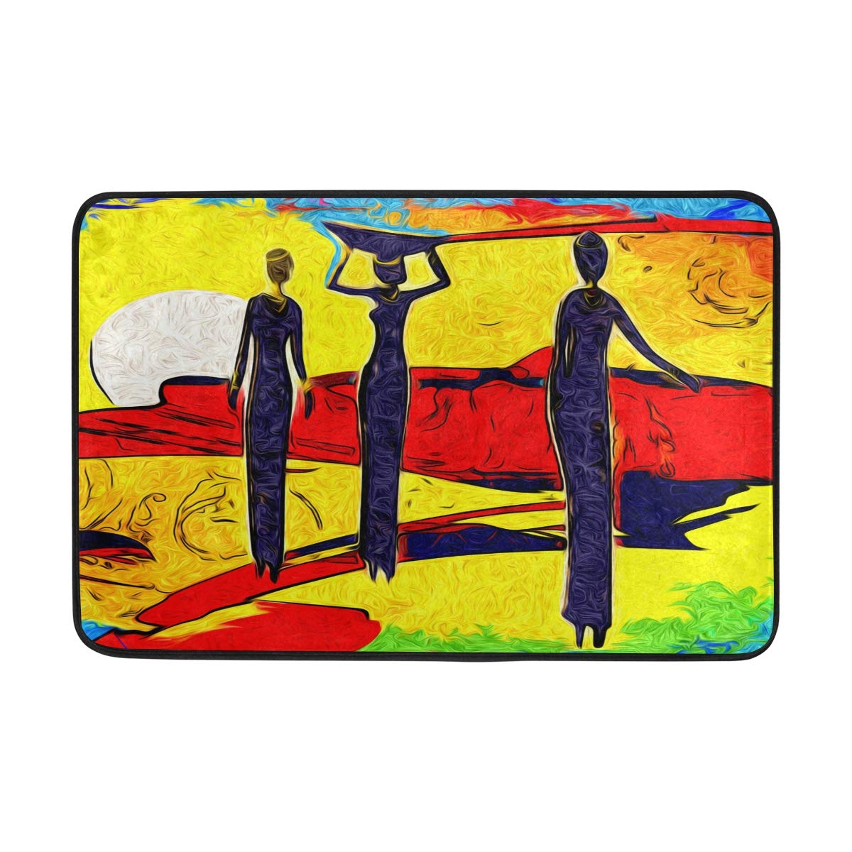 AUUXVA BIGJOKE Abstract African Women Doormat Indoor Outdoor Entrance Rug 60 x 40 cm Absorbent Machine Washable Floor Mats Non-Slip Door Mat for Kitchen Bathroom Bedroom Home Decor