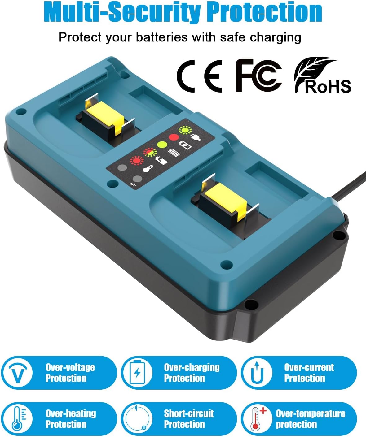 DC18RD Dual Ports Charger Replacement for Makita 18V Battery Charger, 18V Charger Station Compatible for Makita 14.4V-18V LXT Li-ion Battery BL1815 BL1820 BL1830 BL1850 BL1415 BL1430 - Image 6