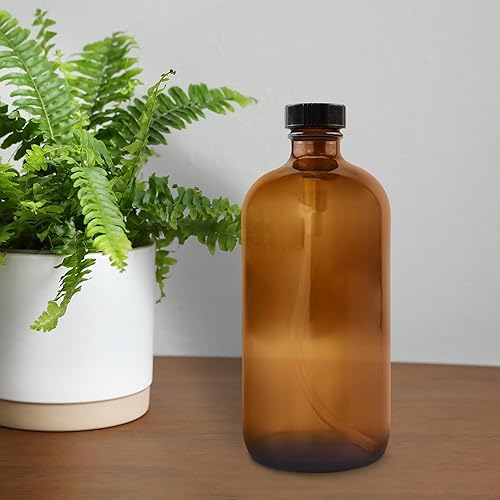 Miniatura 9 de Cornucopia Brands 16oz Amber Glass Bottles with Reusable Chalk Labels and Lids (Pack of 2) Refillable Brown Boston Round Bottles, with Black 28-400