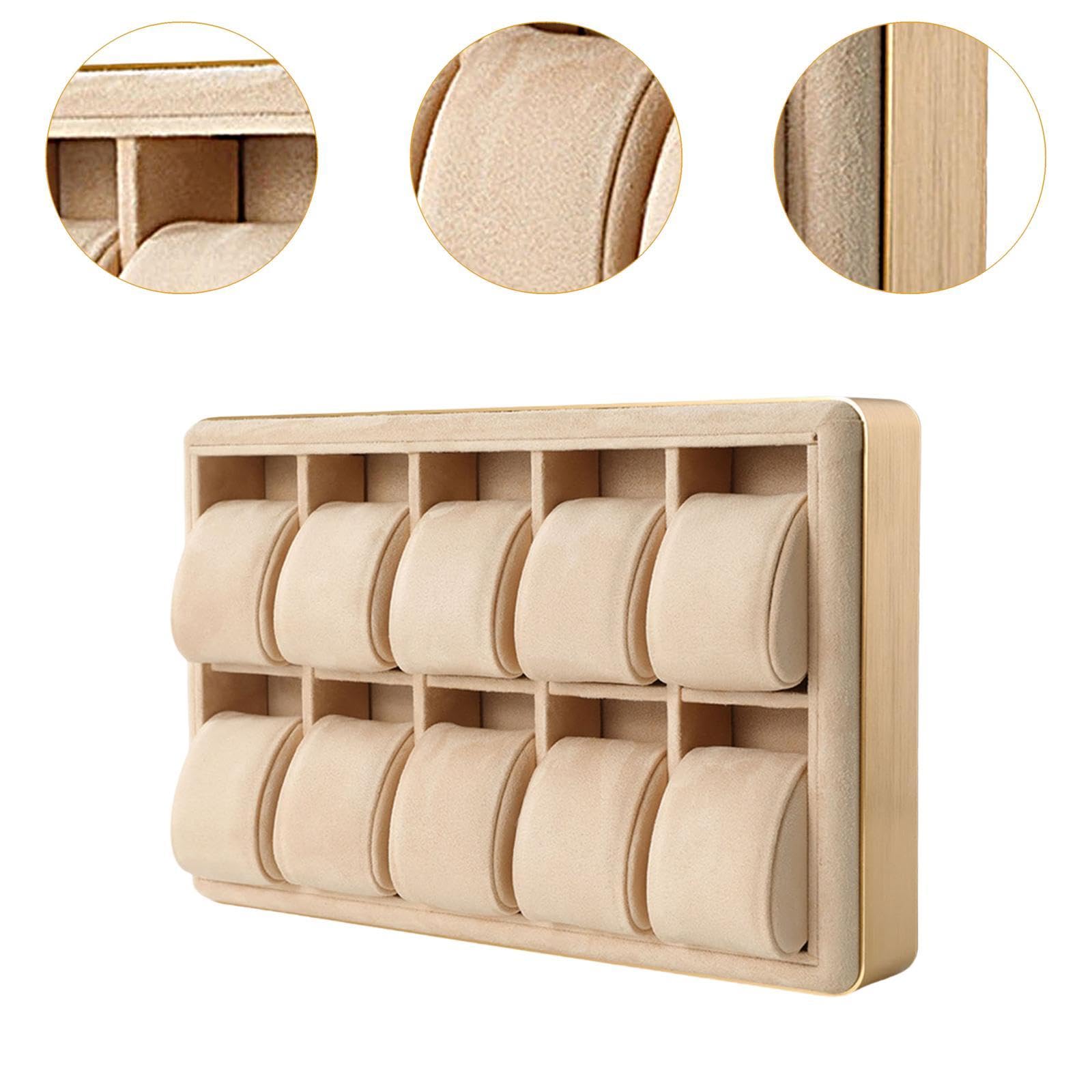 Bandeja para Relojes Y Joyas, con 10 Compartimentos, de Aleación de Aluminio. Organizador para Guardar Relojes Y Coleccionar, Ideal para El Hogar, Tan, Caqui, universal