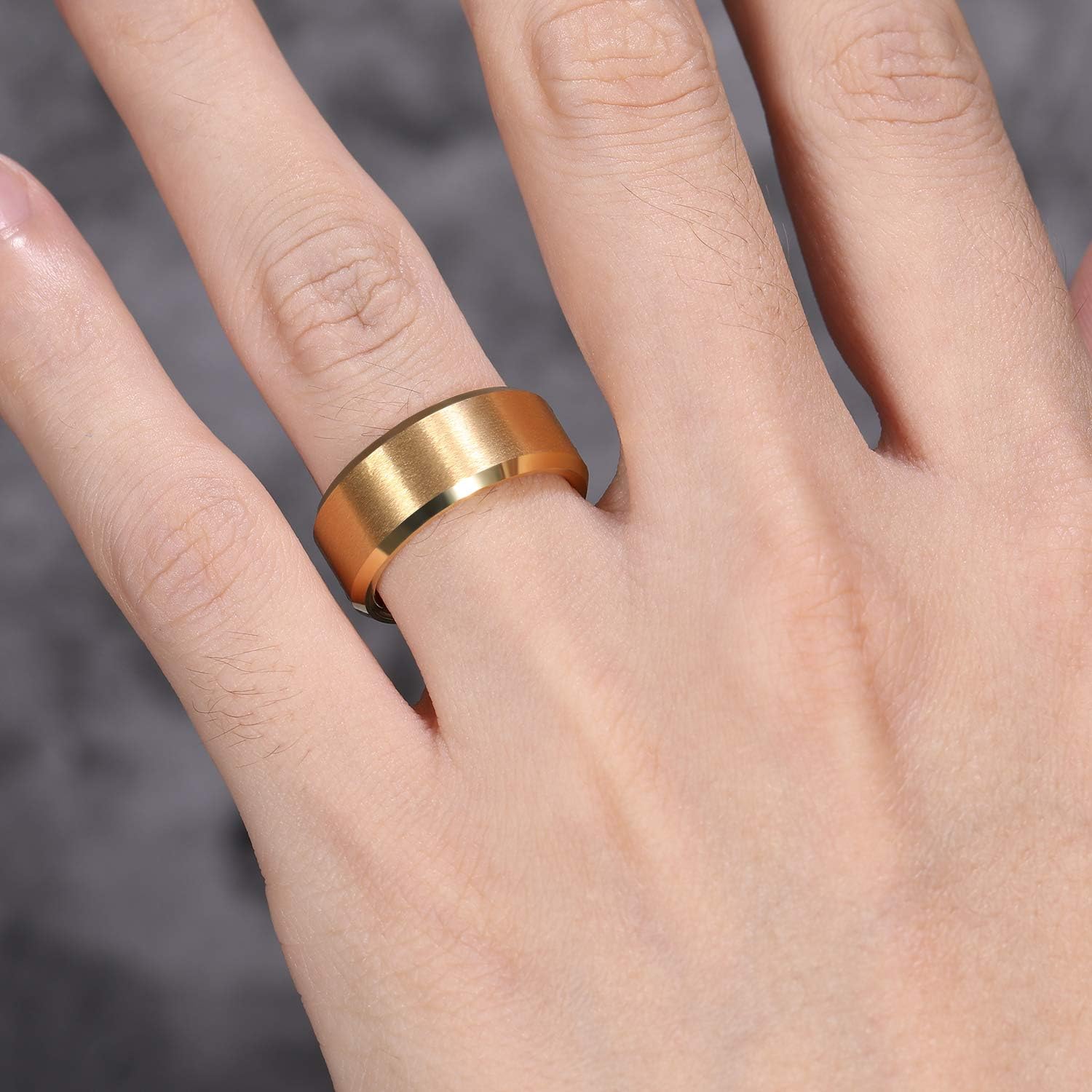 TRUMIUM 2mm 4mm 6mm 8mm 24k Gold Plated Tungsten Rings for Men Women Wedding Bands Matte Finish Beveled Edges Comfort Fit Size 4-13