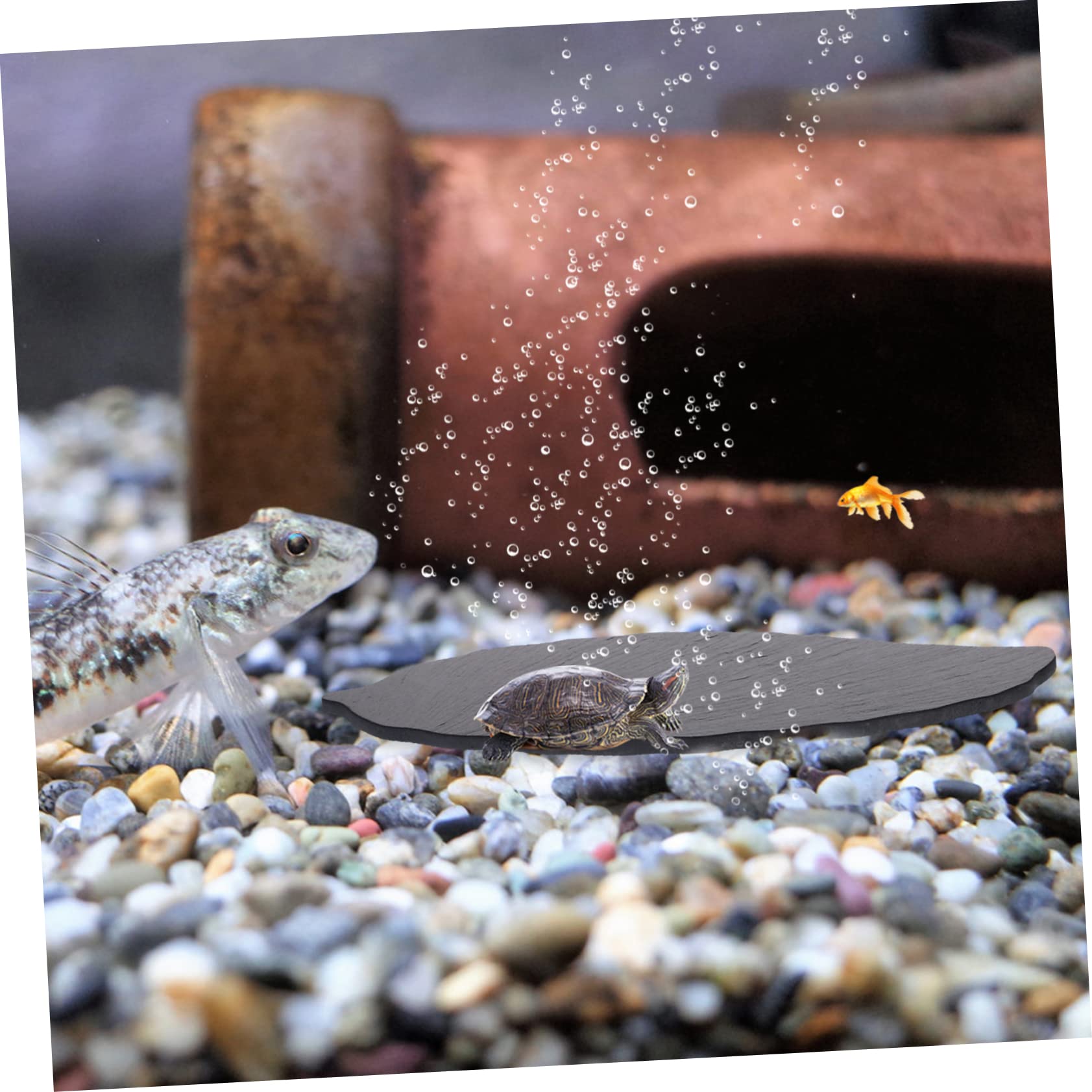 YARNOW Plateforme Tortue Rochers Noirs Multifonctionnelle Résistante usure Support Repos Aquarium Habitat Domestique