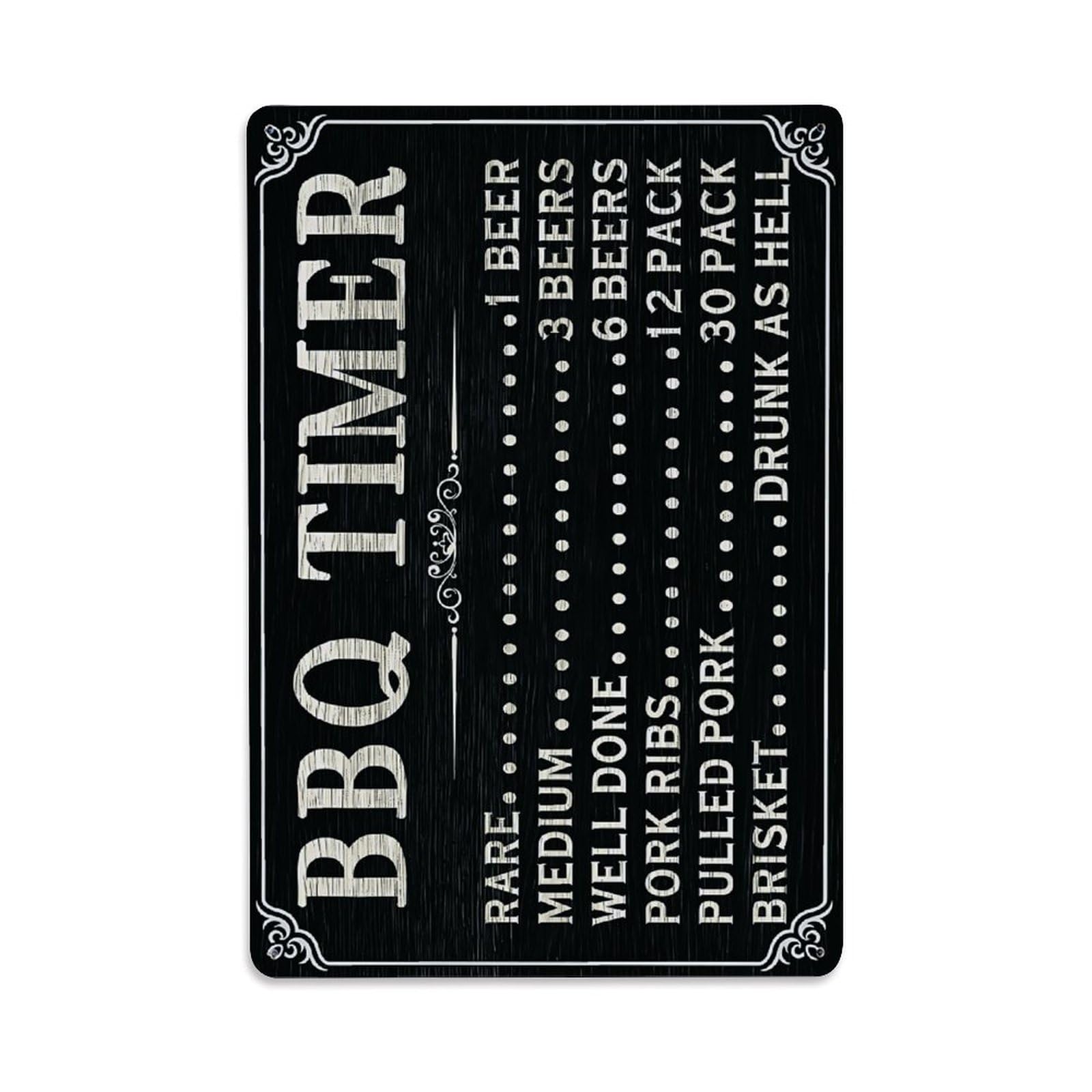 BBQ Timer Funny Beer & Doneness Sign Vintage Aluminium Metal Sign, Retro Wall Decor for Home, Bar, Garage & Farmhouse 30x20cm