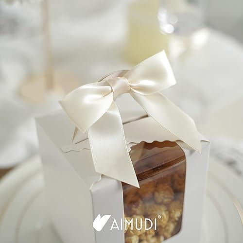 Vista 189 de AIMUDI Lazos giratorios para bolsas de golosinas de 3.5 pulgadas, lazos de satén azul turquesa para manualidades, lazos prefabricados con lazos Azul