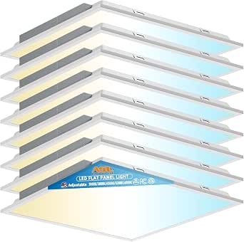 Allsmartlife 2x2 LED Flat Panel Lights for Drop Ceiling 8-Pack, 40W/4998LM Triac Dimmable, 5CCT 3000K-3800K-4500K-5000K-6000K, IP42, 2Ftx2Ft Back-Lit Recessed Troffer Light Fixtures, ETL