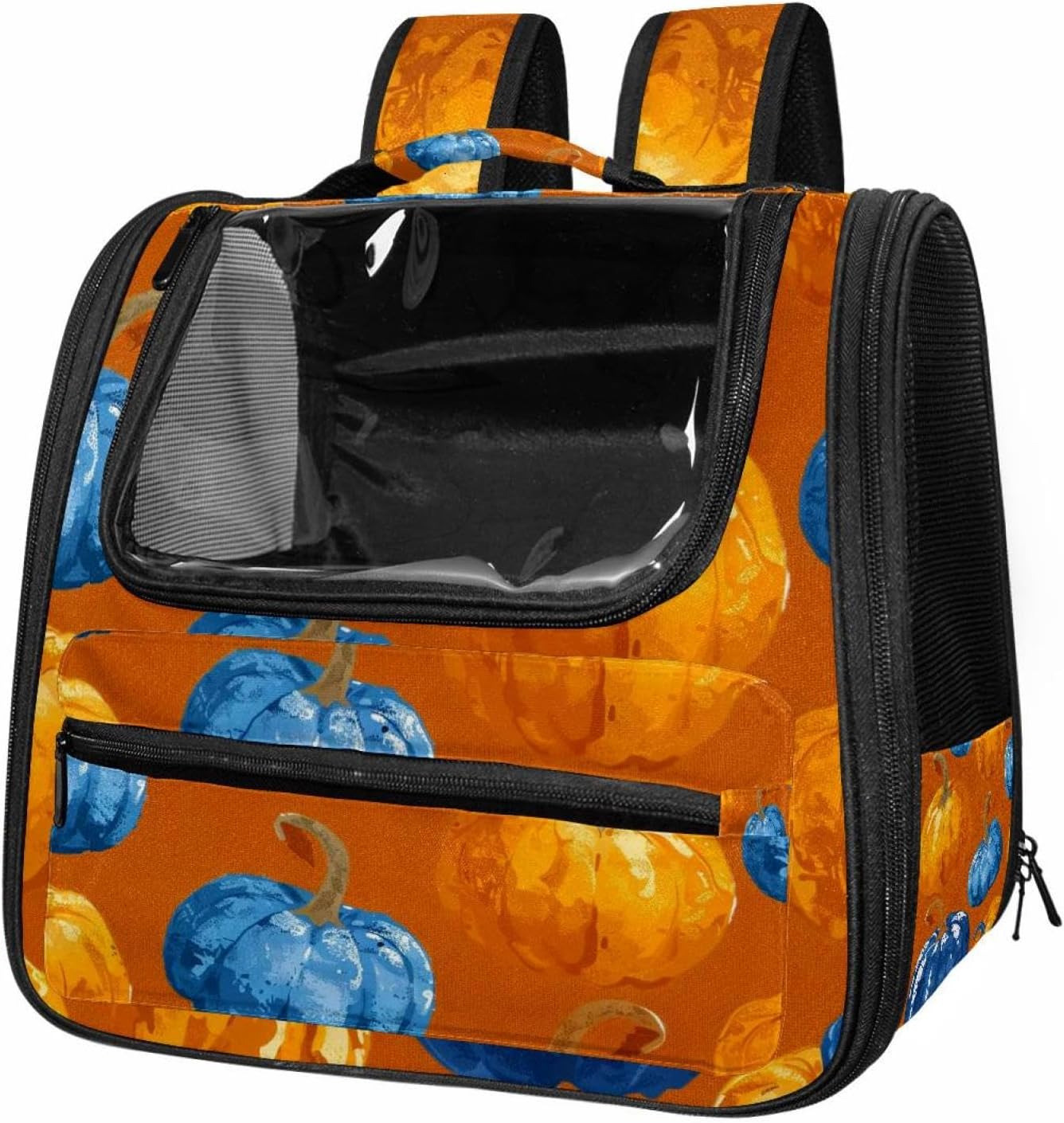 Portable Travel pet Backpack Carrier Hamster Bag Small Dog cat Carrier Breathable Hang Bag, Bright Pumpkins on White Background 2_85