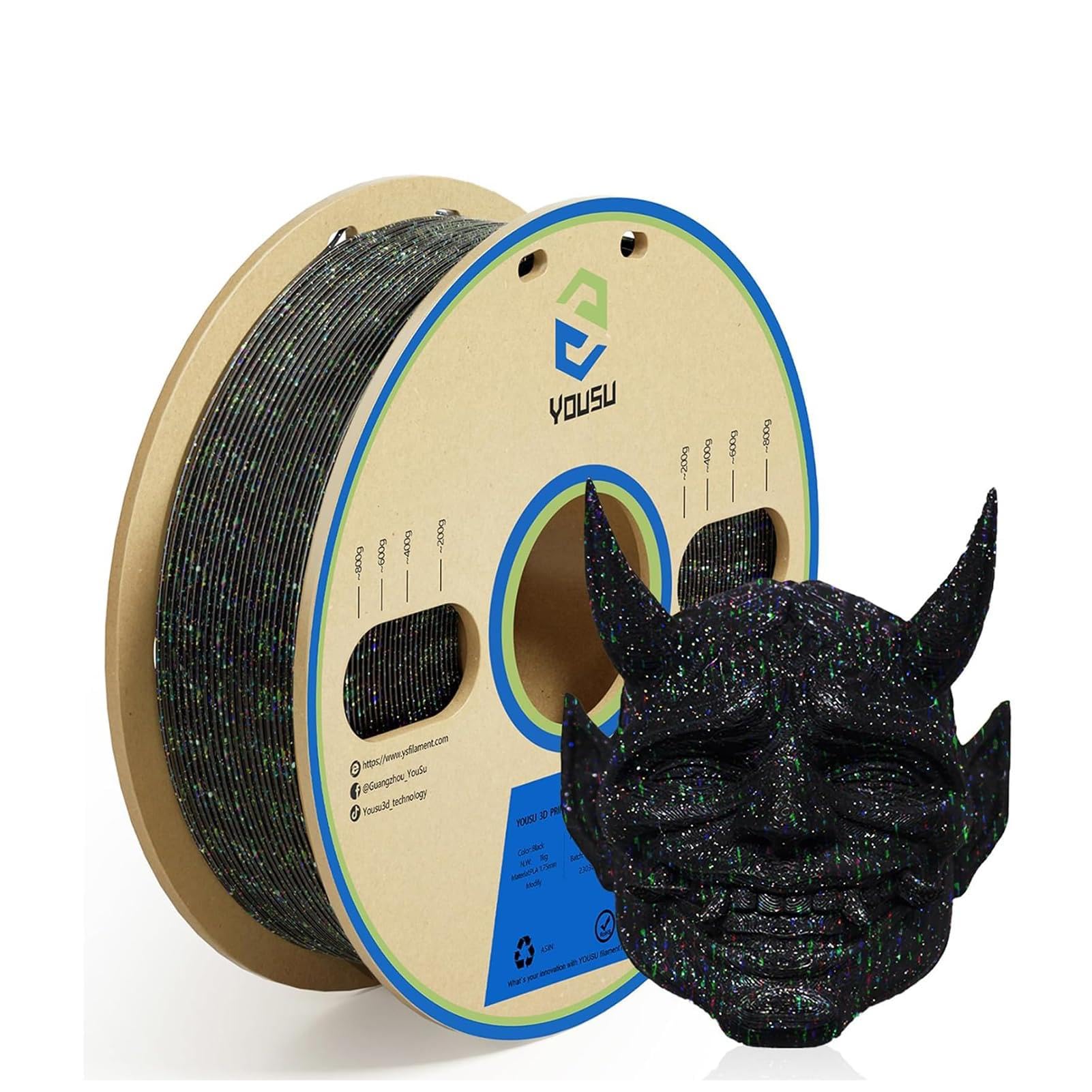 Karlak Filament PLA 1,75 Mm Glow Green Starry do Druku 3D Efekt Specjalny Idealny do Projektów dla Dzieci 1 KG ()