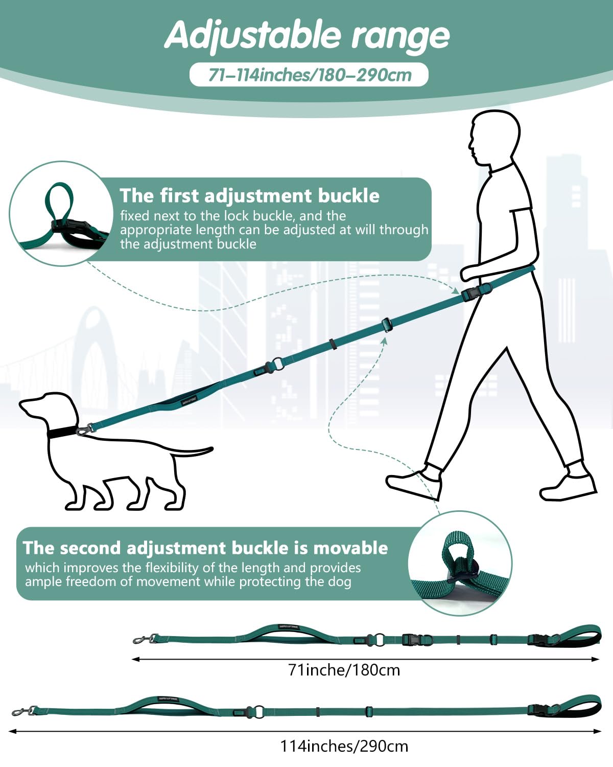 Hands Free Dog Lead, Multifunctional Crossbody Dog Lead - Image 2