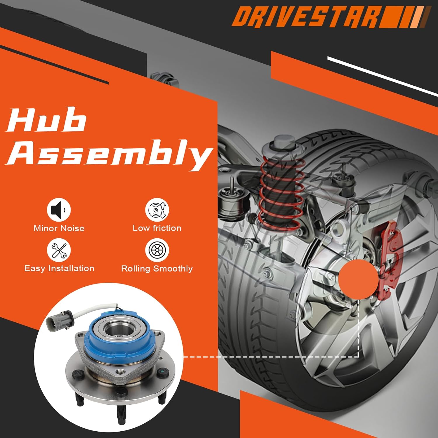 DRIVESTAR 512223x2 (Pair) Rear Wheel Hubs & Bearing Assembly fit for Cadillac CTS STS 2WD ONLY ABS