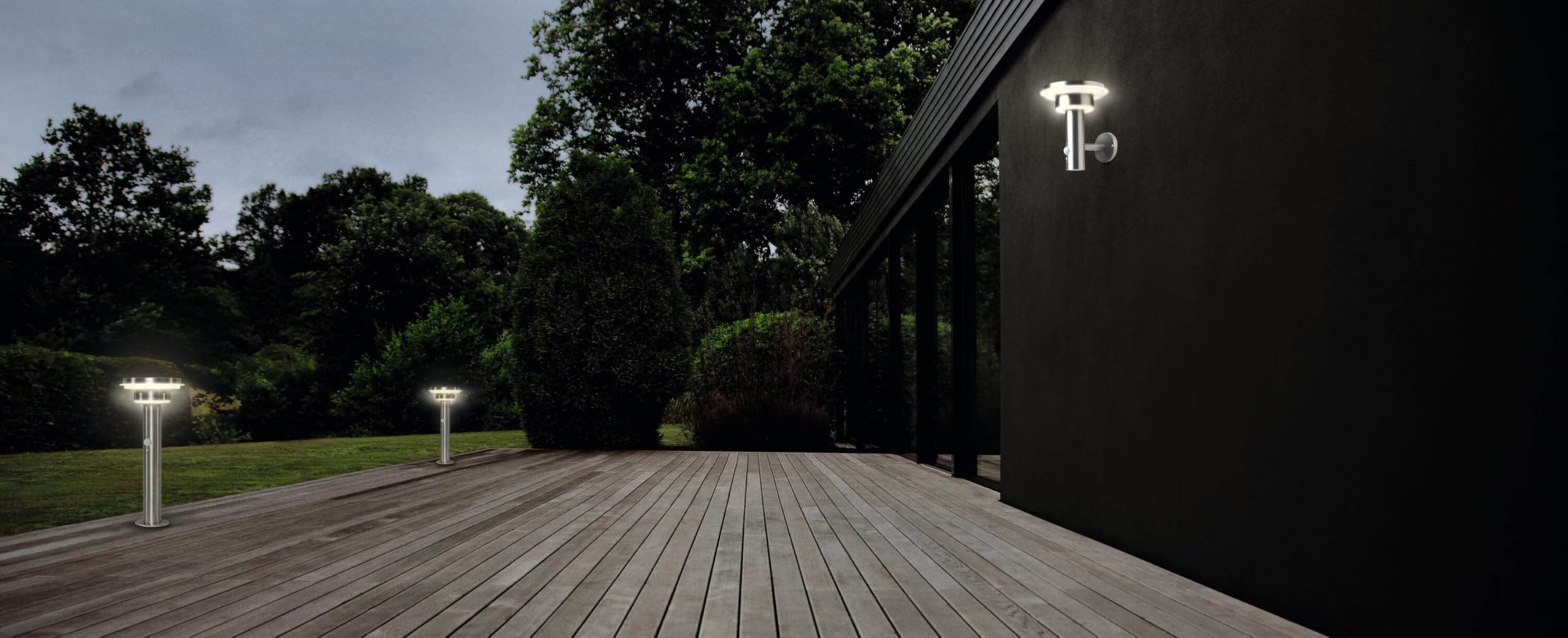 OSRAM Aplique de pared LED solar para exteriores estilo ENDURA, color negro, con sensor de movimiento y luz, 3 modos, IP44, diseño moderno para jardín y patio