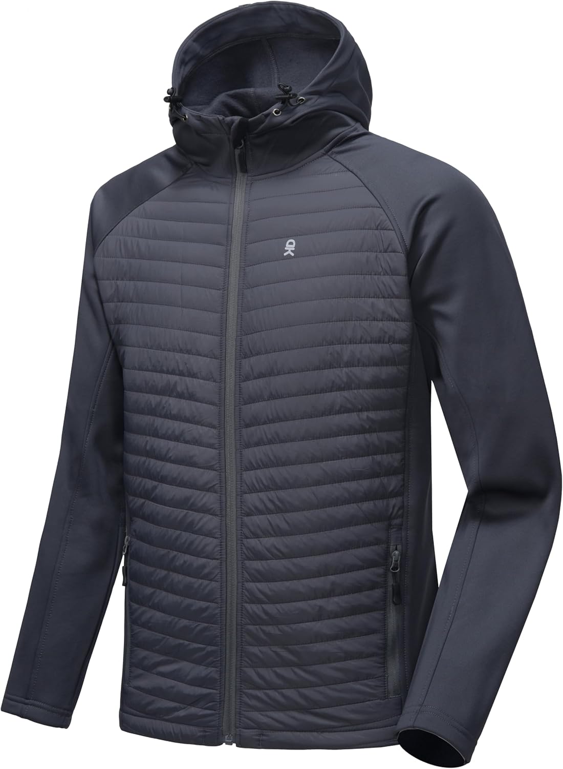 Little Donkey Andy Men's Insulated Hiking Jacket, Hooded Thermal Running Hybrid Jacket