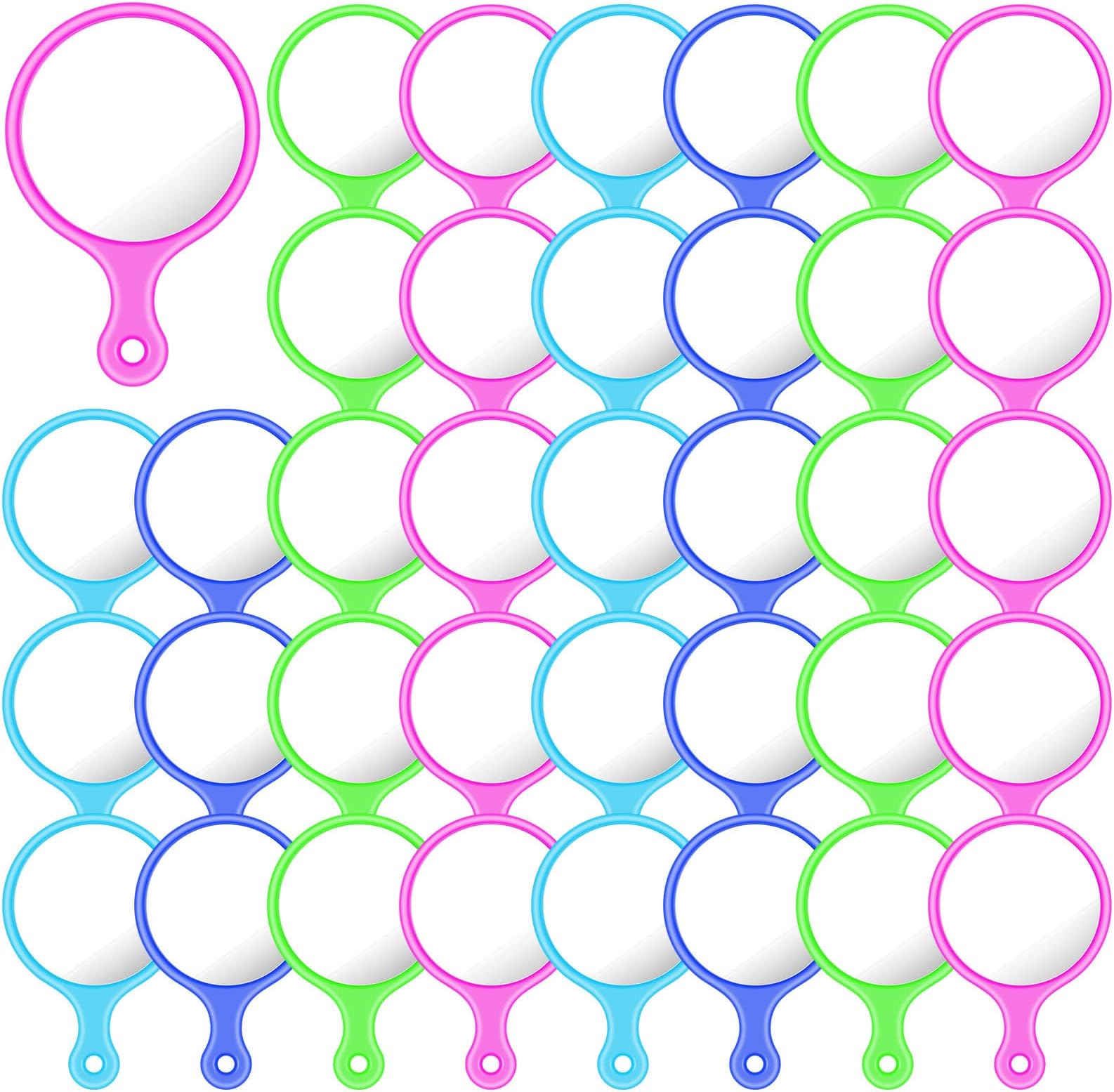 48 Pcs Handheld Mirror with Handle, 2.4 x 1.6 Inch, Small Portable Round Mirror Bulk for Kids Travel Makeup Classroom Camping Daily DIY Crafts