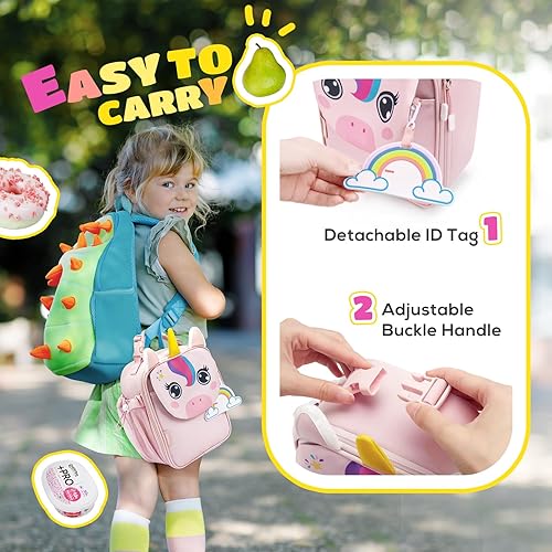 Miniatura 5 de TOURIT Lonchera con aislamiento para niños y niñas, con soporte para botella de agua, ligera, resistente al agua, para la escuela, picnic, unicornio