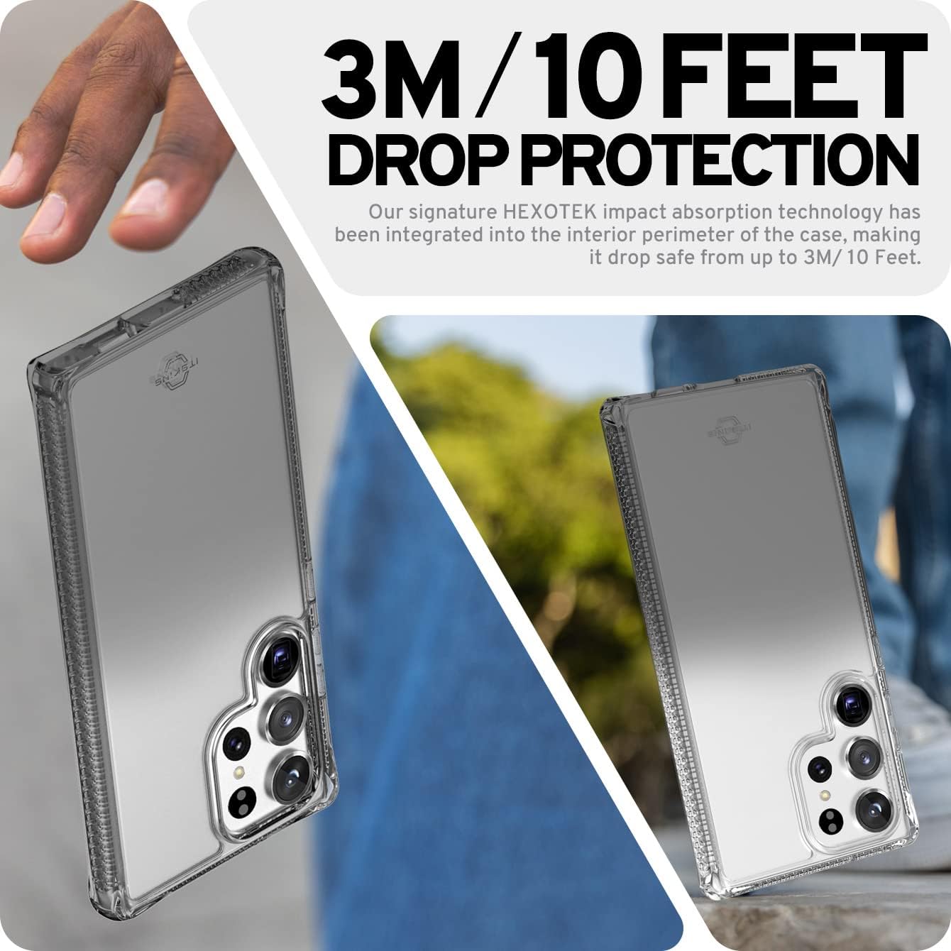 ITSKINS Hybrid R // Ombre Protective Phone Case Compatible with Samsung Galaxy S23 Ultra, Slim Hybrid Case, Anti-Yellowing, Shockproof Cover Military Phone Case - Smoke