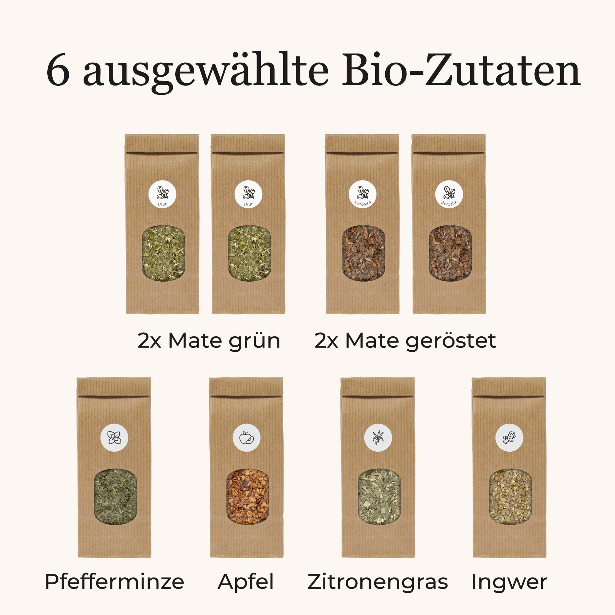 Tee Selber Mischen Set Geschenk mit Matetee - BIO Mate Tee Geschenkset mit 6 leckeren Tee-Sorten zum DIY Teemischung Selber Machen