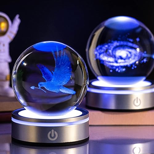 Miniatura 5 de Regalos de paloma 3D para mujer, bola de cristal de 3.150 in, figuras de paloma, decoración de animales, figura de paloma, regalos para habitación,