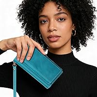 Vista 4 de MInCYB Funda tipo cartera para iPhone 13 Pro Max con 10 ranuras para tarjetas, magnética, desmontable, con bloqueo RFID, funda de piel sintética