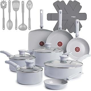 T-Fal Ceramic Nonstick Cookware Set, 20-Piece