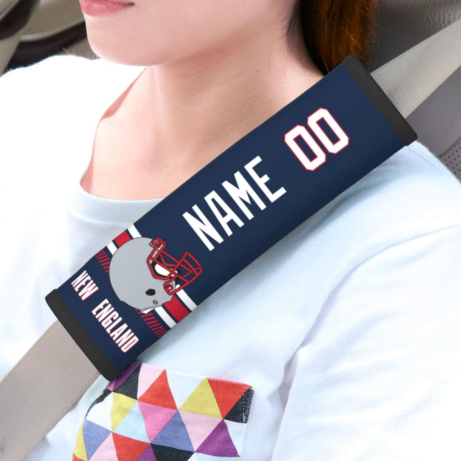 Seat Belt Pads 2 Packs Customized Any Name Any Number Universal Fit Gifts for Men Kids Dad