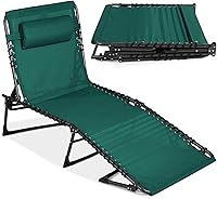 Best Choice Products Folding Patio Chaise Lounge Chair - 8 Positions, Portable Outdoor Recliner w/ Handles, 300lb Capacity, Forest Green