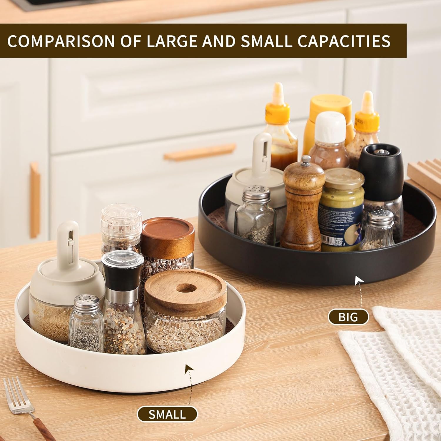 Non-Slip Rotating Lazy Susan Turntable, 360-Degree Swivel, Black with Textured Surface (Black, 10 inches) - Image 7