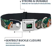 Vista 4 de Buckle-Down Collar de perro con hebilla de cinturón de seguridad The Jungle Book 8 Character Group Greens 9 a 15 pulgadas 1.0 pulgadas de ancho, 1