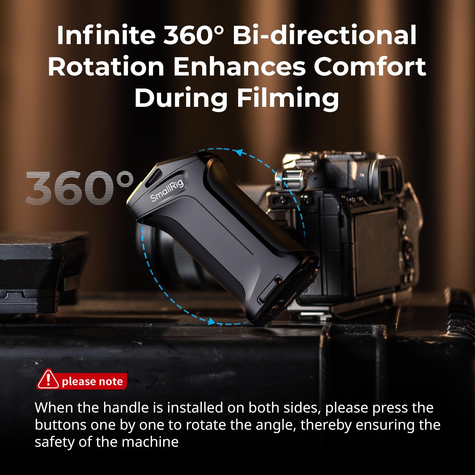 SMALLRIG Maniglia laterale girevole con Trigger Rec per fotocamere mirrorless selezionate, per Sony Alpha 7 IV/Alpha 7R V / A7 III / FX3 / Alpha 9, compatibile con batteria F550/570, controllo
