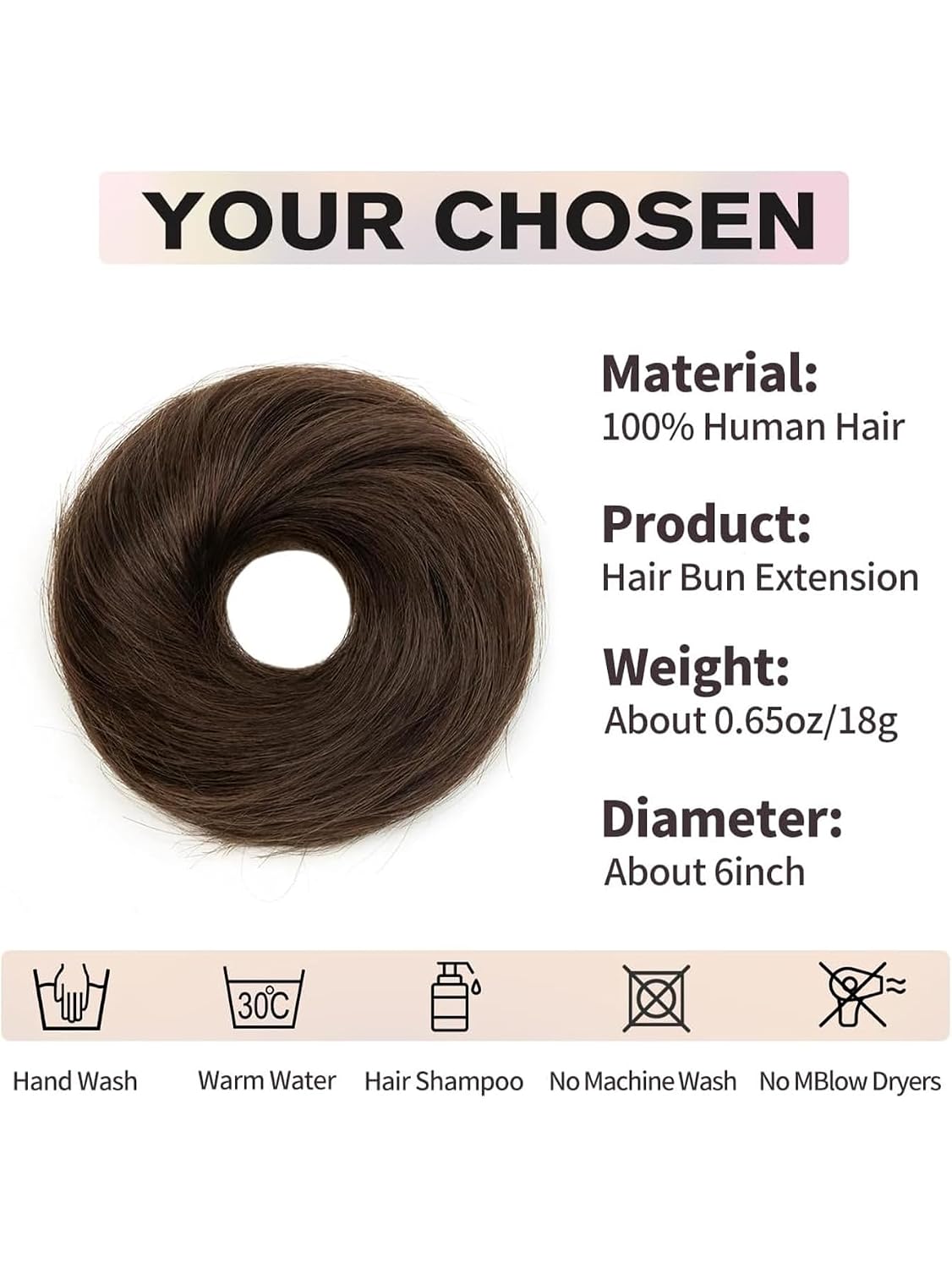 Human Hair Bun Clip Extension for Women