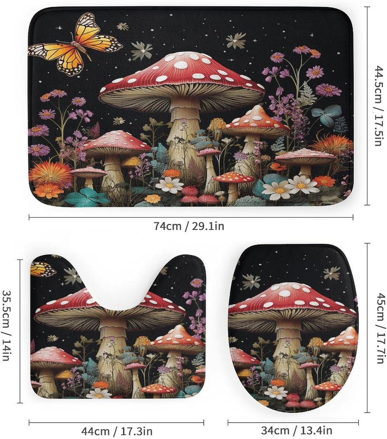 Four Piece Bathroom Set with Toilet Lid Cover and Non-Slip Rugs Minimalist Shower Curtain for Bathroom Set