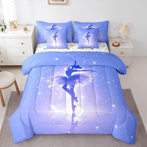 Feelyou Kids Ballet Dancer 7 Pieces Bedding Set Full Size, Ballerina Bed in A Ba