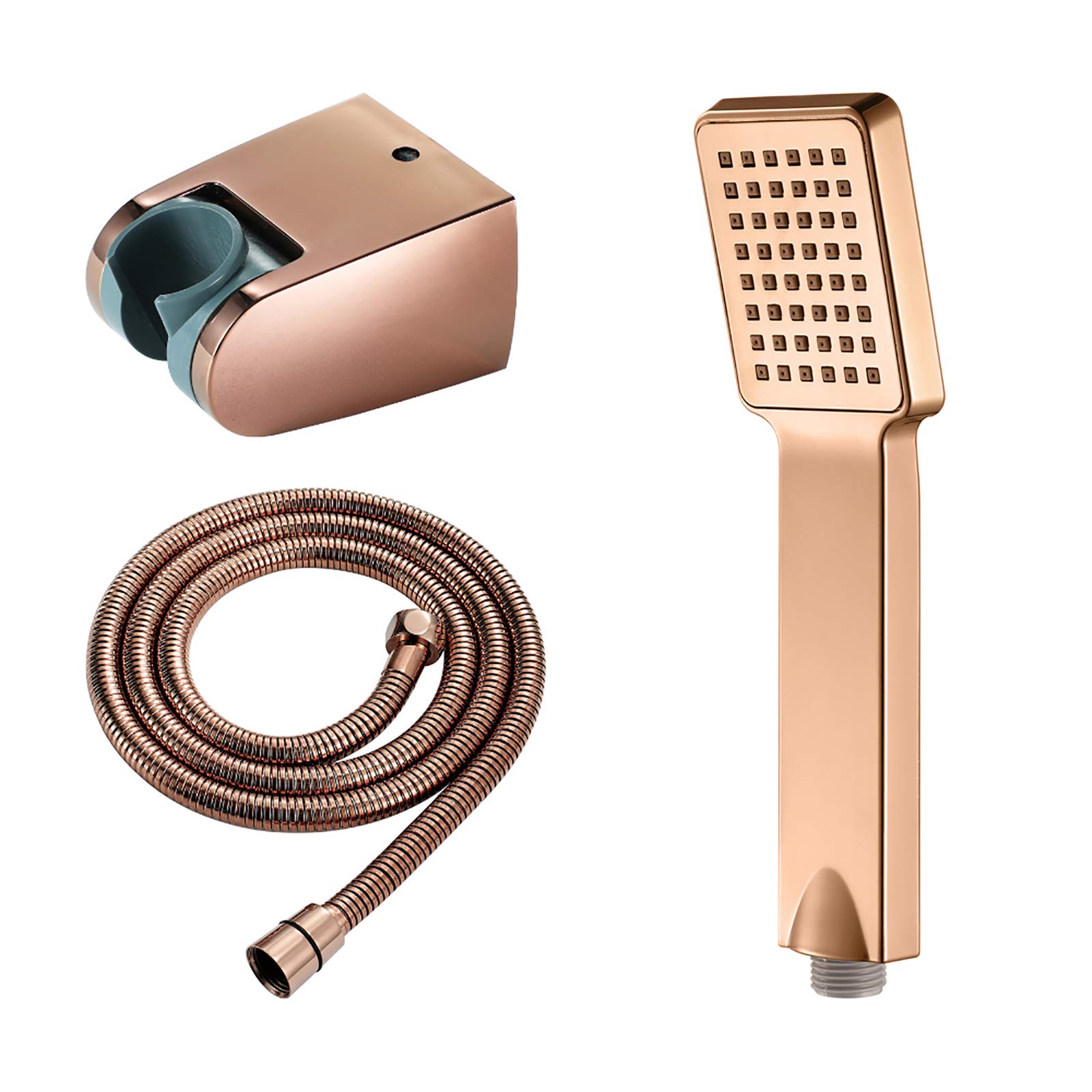 Rose Gold Handheld Shower Head Set High Pressure Handheld Showerhead Set, Universal Handheld Shower Sprayer with ABS Holder and 1.5M Stainless Steel Shower Hose