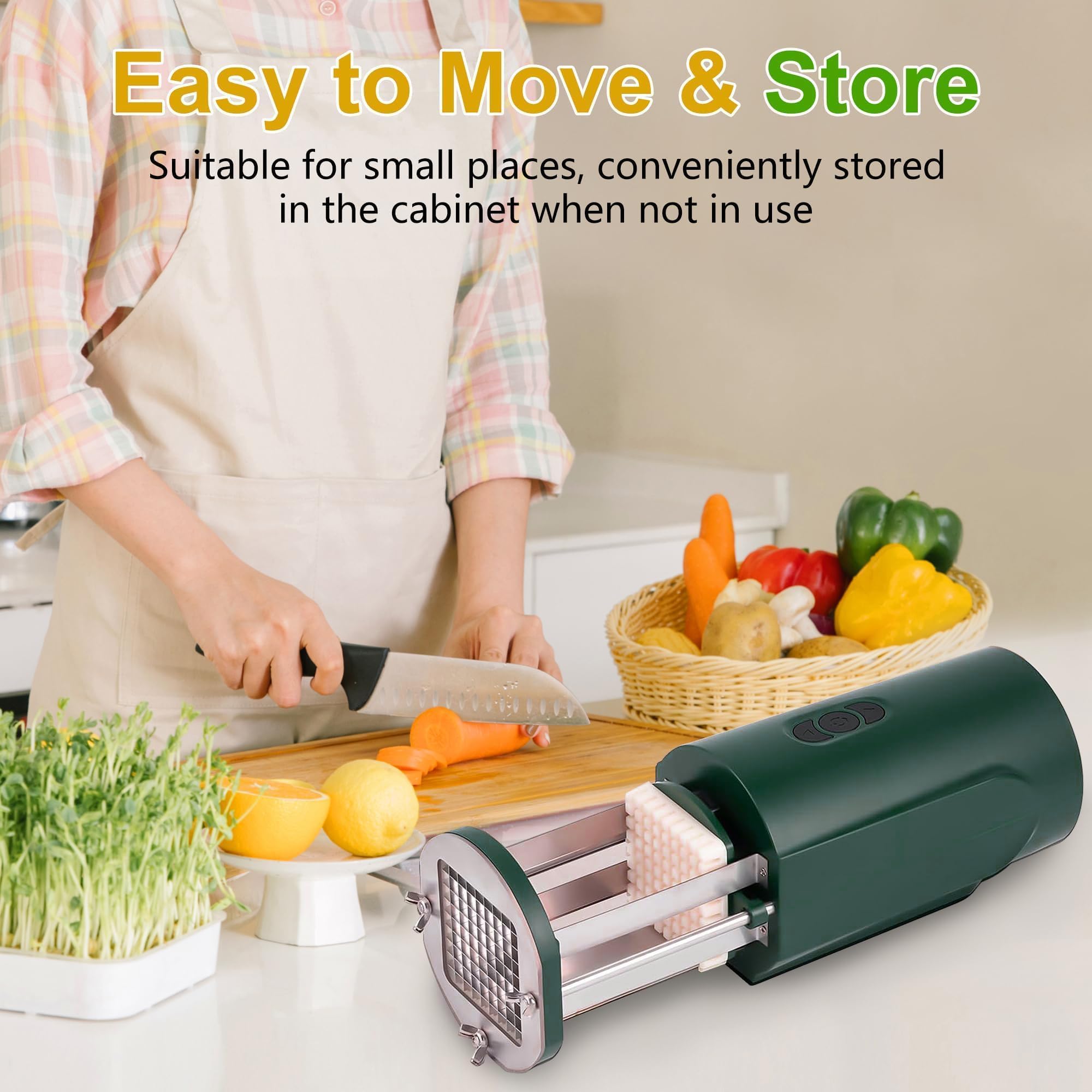 Cortador eléctrico de Patatas Fritas, rebanador de Verduras Comercial de Acero Inoxidable con Dos Cuchillas para Cocina y Restaurante, Cortador de Frutas y Verduras Comercial.