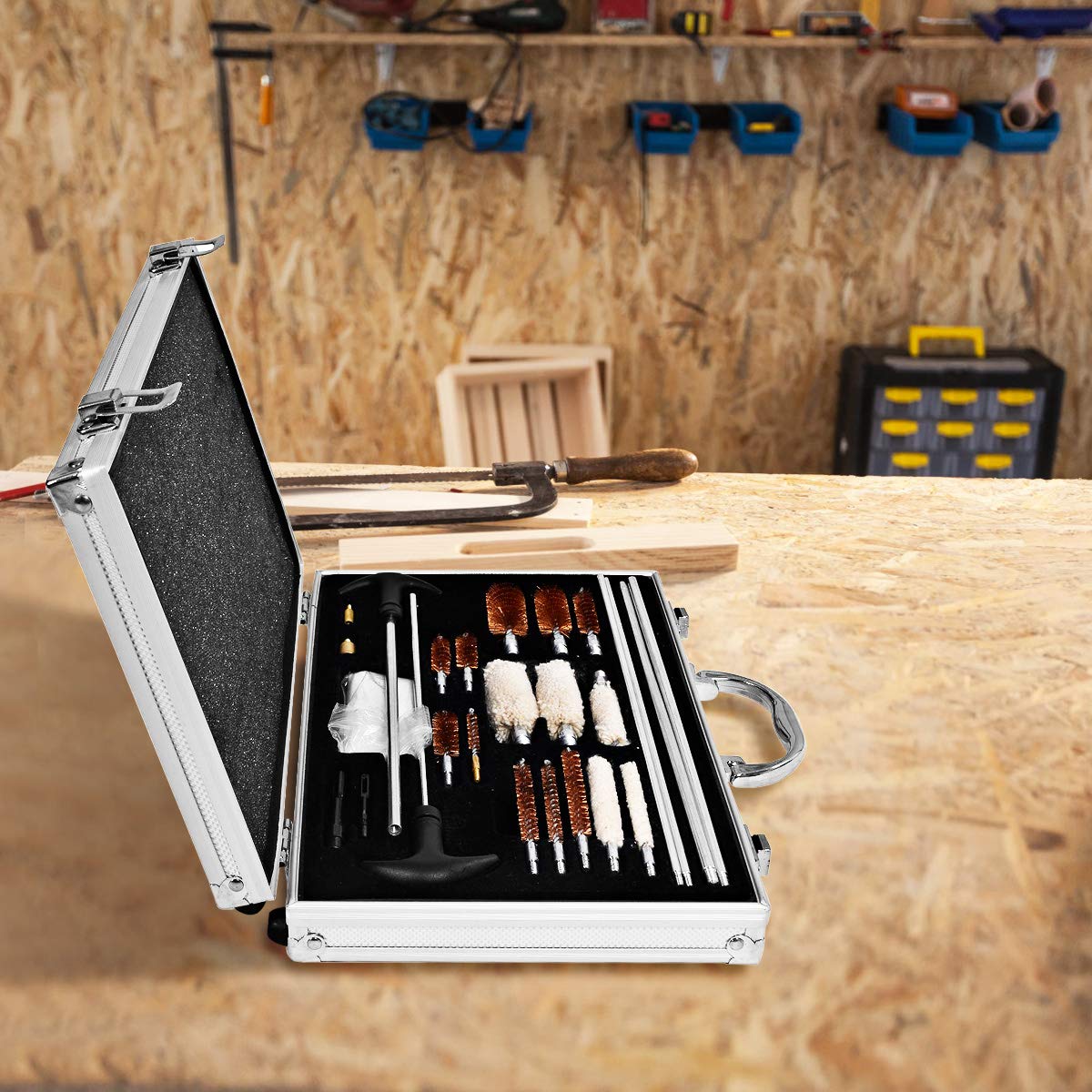 RELAX4LIFE Kit de Nettoyage Arme et Pistolet 103pcs, Mallette de Transport Entretien, Outils De Nettoyage pour Armes à Feu, Fusil, Carabine, Petit Calibre