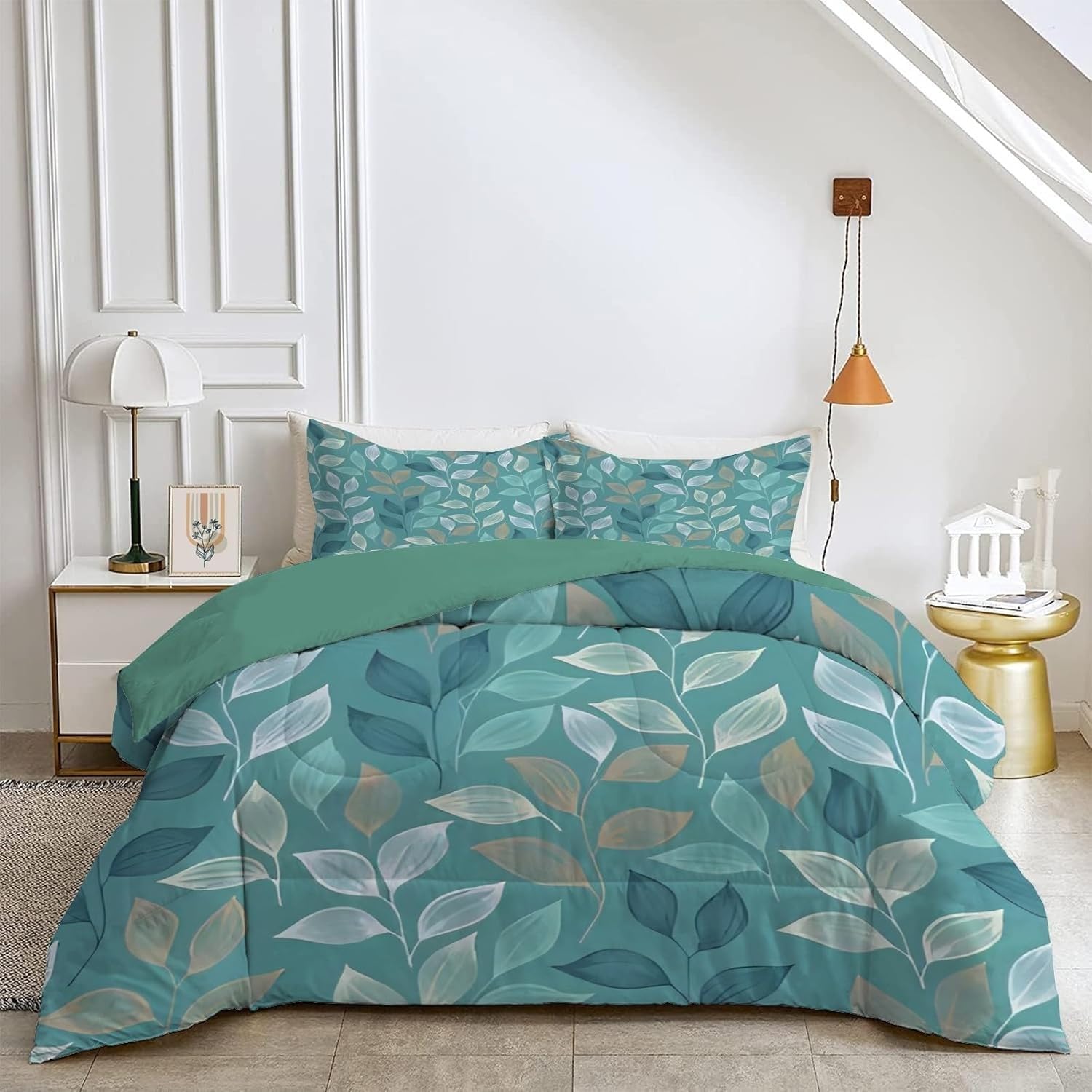 Édredon chaud 240x260 couette sans housse lavable 2 personnes cyan